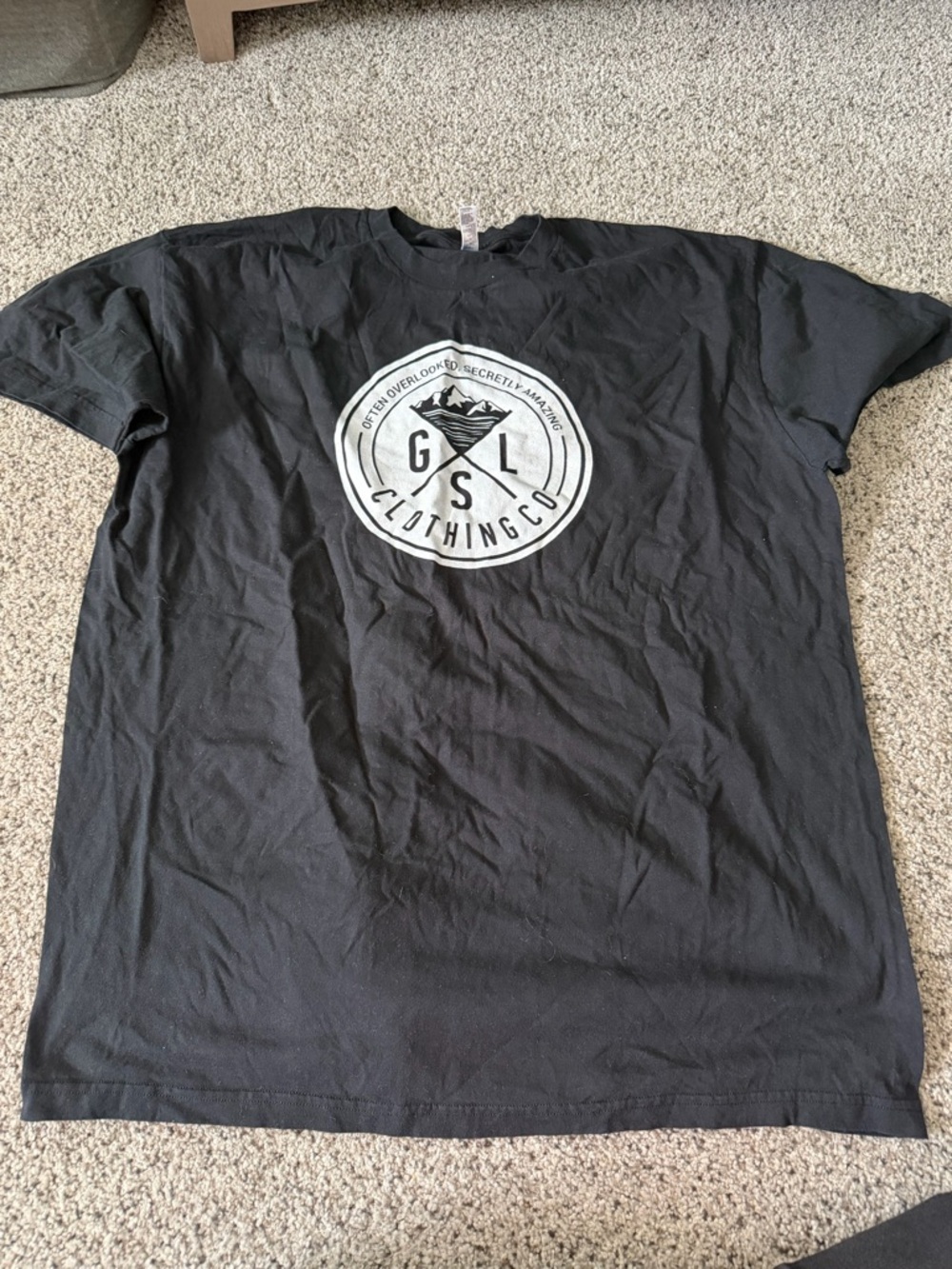 American Apparel Black T-Shirt with White Circular Logo